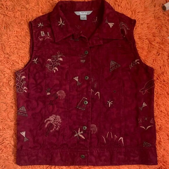 Funky Folky Red Vest - Picture 3 of 5